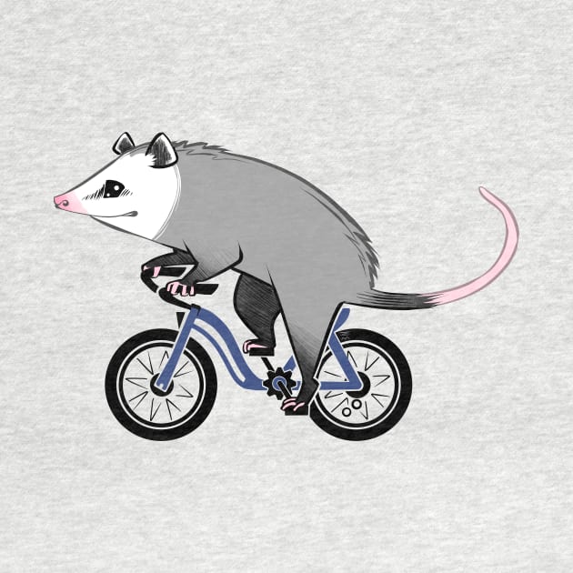 Happy Opossum Riding a Bicycle by ellemrcs